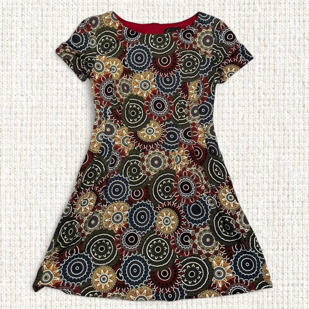 Connected Apparel Multicolor Patterned Mini Dress